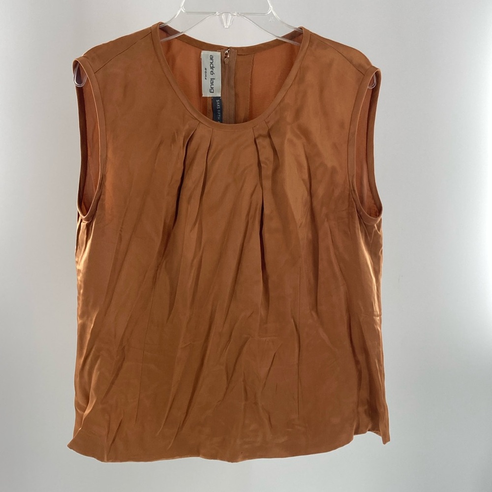 Italy made Silk Sak’s Fifth Ave Sleeveless Blouse Petites Sz 10 Copper color A1